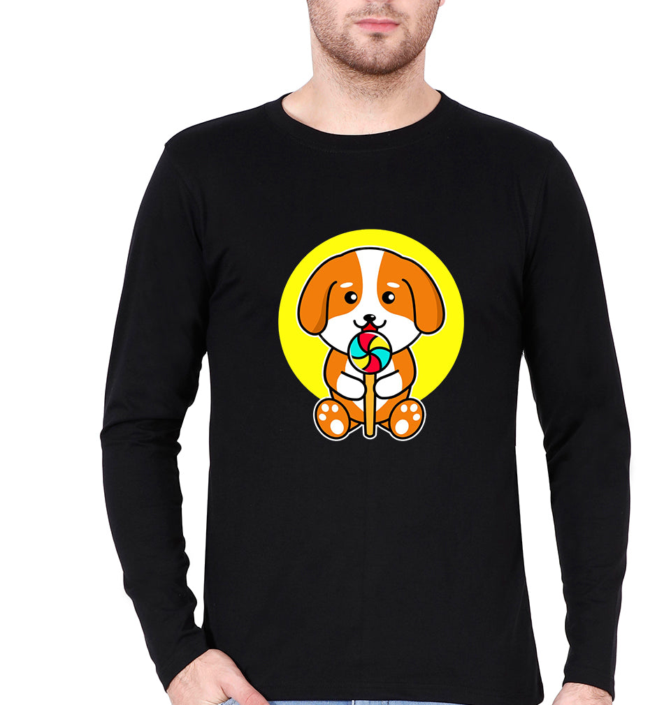 Puppy Full Sleeves T-Shirt for Men-Black-Ektarfa.online