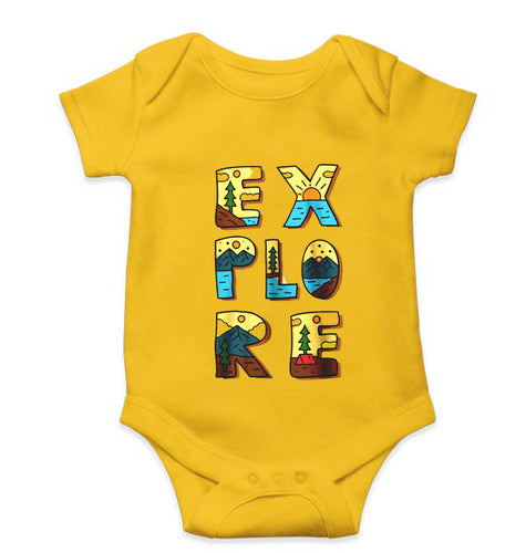 Explore Travel Adventure Kids Romper For Baby Boy/Girl-0-5 Months(18 Inches)-Yellow-Ektarfa.online