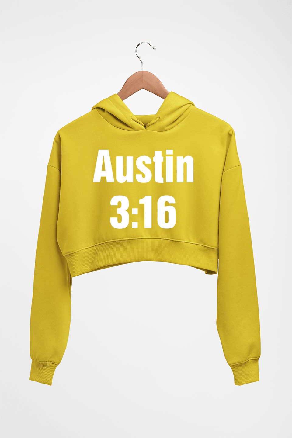 Stone Cold Steve Austin (WWE) Crop HOODIE FOR WOMEN-Mustard Yellow-Ektarfa.online
