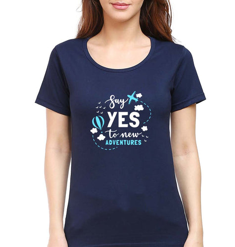 Travel Adventures T-Shirt for Women-Navy Blue-Ektarfa.online