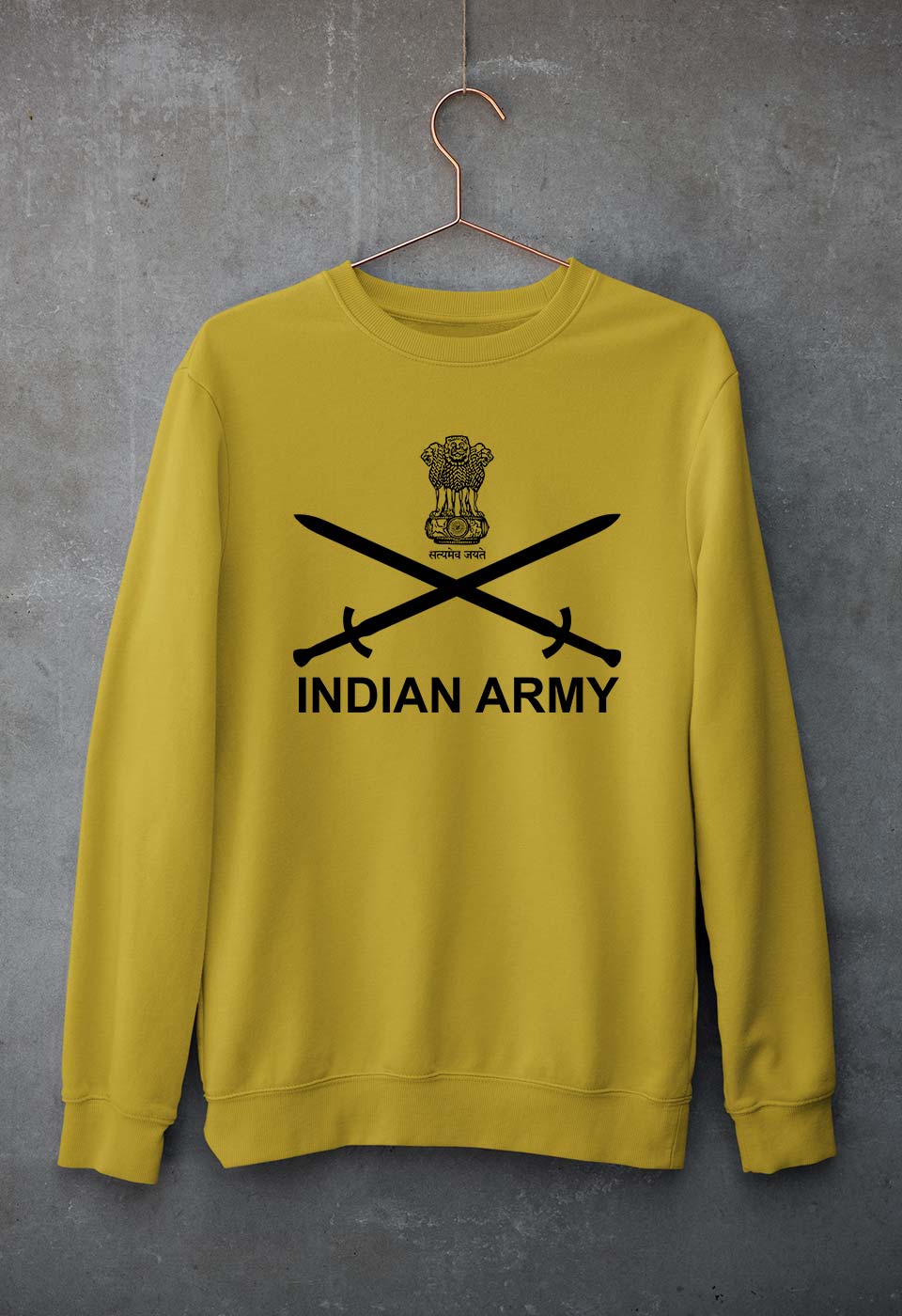 Indian Army Unisex Sweatshirt for Men/Women-Mustard Yellow-Ektarfa.online