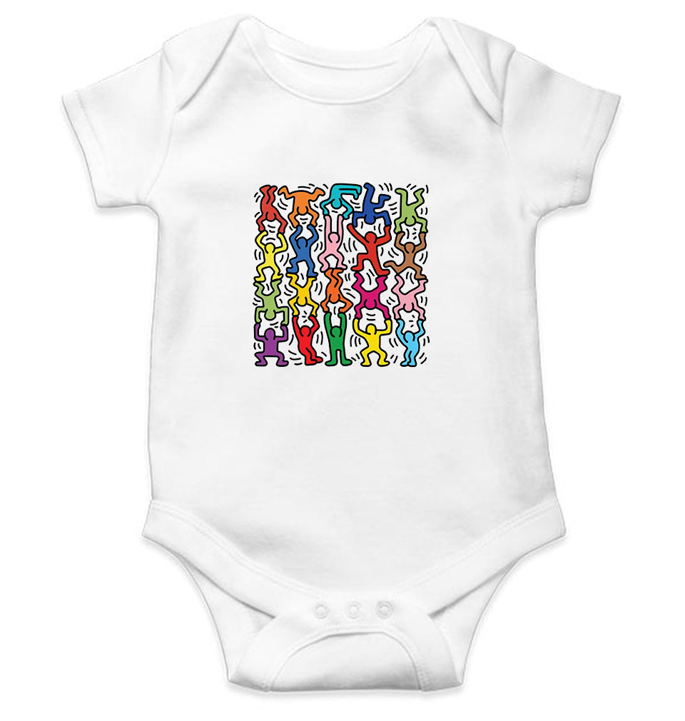 Keith Haring Funny Kids Romper For Baby Boy/Girl-0-5 Months(18 Inches)-White-Ektarfa.online