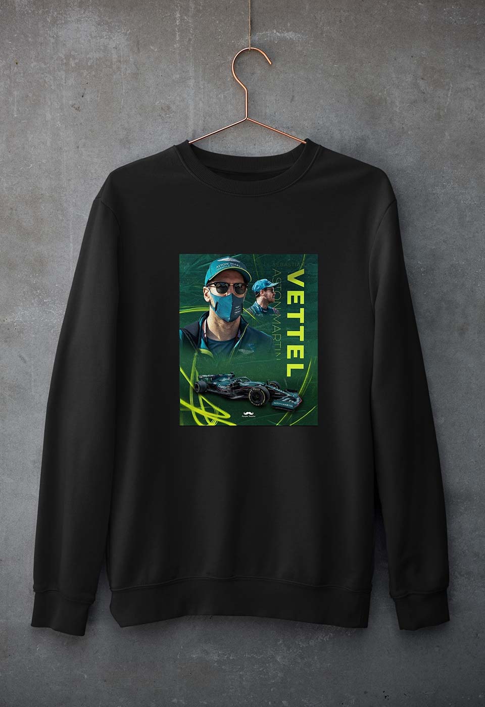 Sebastian Vettel F1 Unisex Sweatshirt for Men/Women-S(40 Inches)-Black-Ektarfa.online