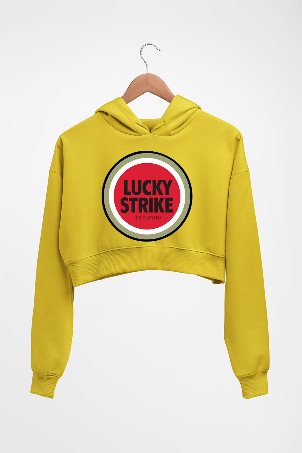Lucky Strike Crop HOODIE FOR WOMEN-Mustard Yellow-Ektarfa.online
