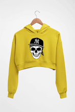 Load image into Gallery viewer, Hip Hop Skull NY Crop HOODIE FOR WOMEN-Mustard yellow-Ektarfa.online
