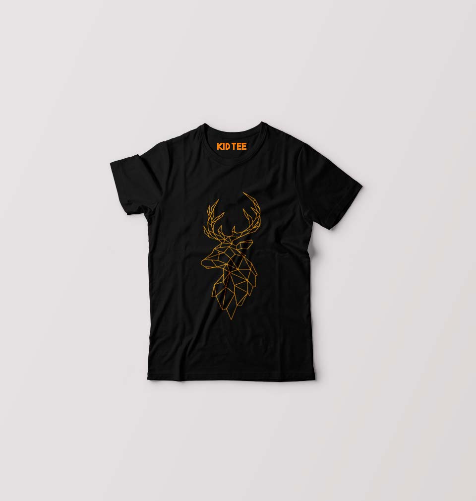 Deer Kids T-Shirt for Boy/Girl-Black-Ektarfa.online