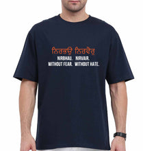 Load image into Gallery viewer, Nirbhau Nirvair Oversized T-Shirt for Men-Navy Blue-Ektarfa.online

