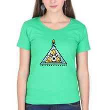 Load image into Gallery viewer, Psychedelic Triangle eye T-Shirt for Women-Flag Green-Ektarfa.online
