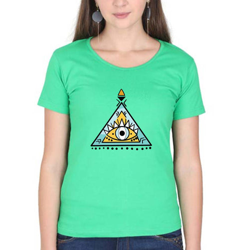 Psychedelic Triangle eye T-Shirt for Women-Flag Green-Ektarfa.online