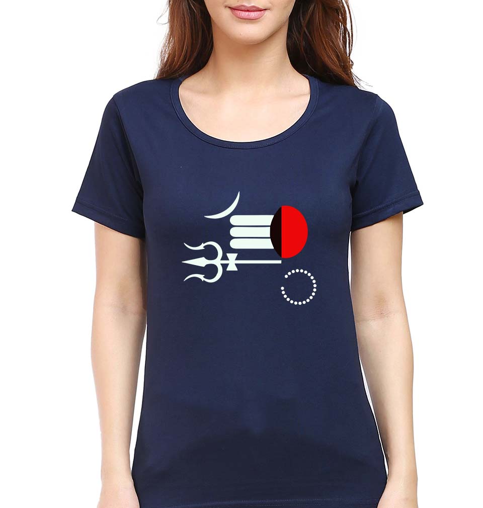Mahakal Mahadev Bholenath Shiva Shivji T-Shirt for Women-Navy Blue-Ektarfa.online