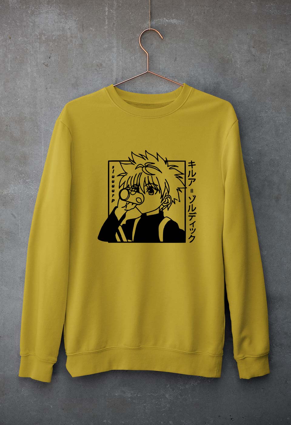 Killua Zoldyck Unisex Sweatshirt for Men/Women-Mustard Yellow-Ektarfa.online