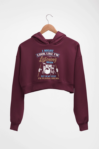 Drummer Crop HOODIE FOR WOMEN-Maroon-Ektarfa.online