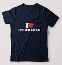 Load image into Gallery viewer, I Love Hyderabad T-Shirt for Men-S(38 Inches)-Navy Blue-Ektarfa.online
