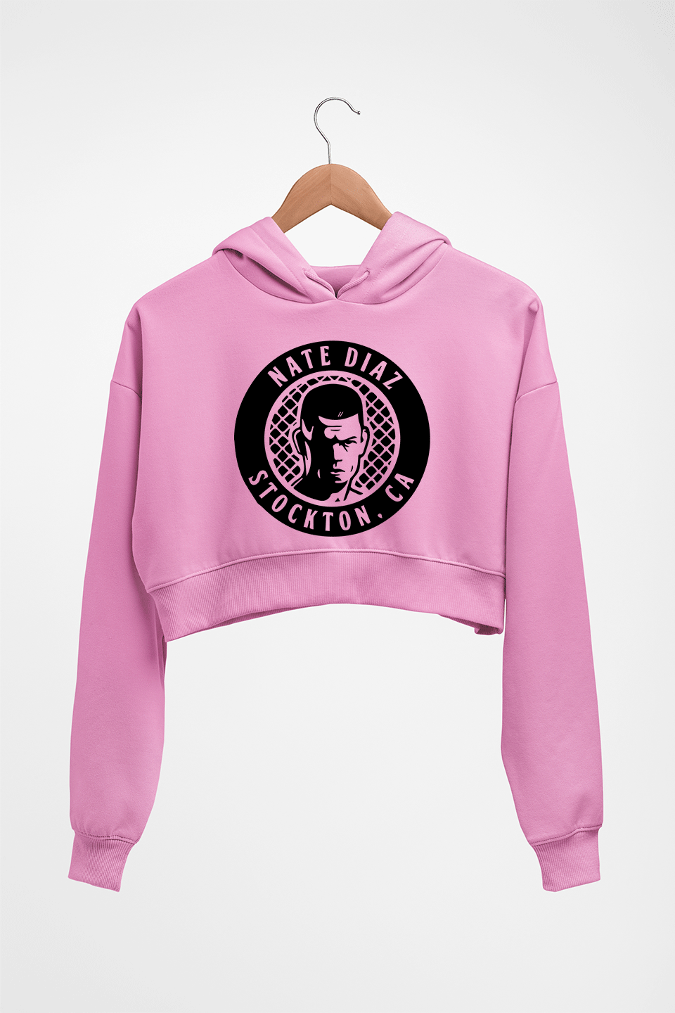 Nate Diaz UFC Crop HOODIE FOR WOMEN-Light Baby Pink-Ektarfa.online