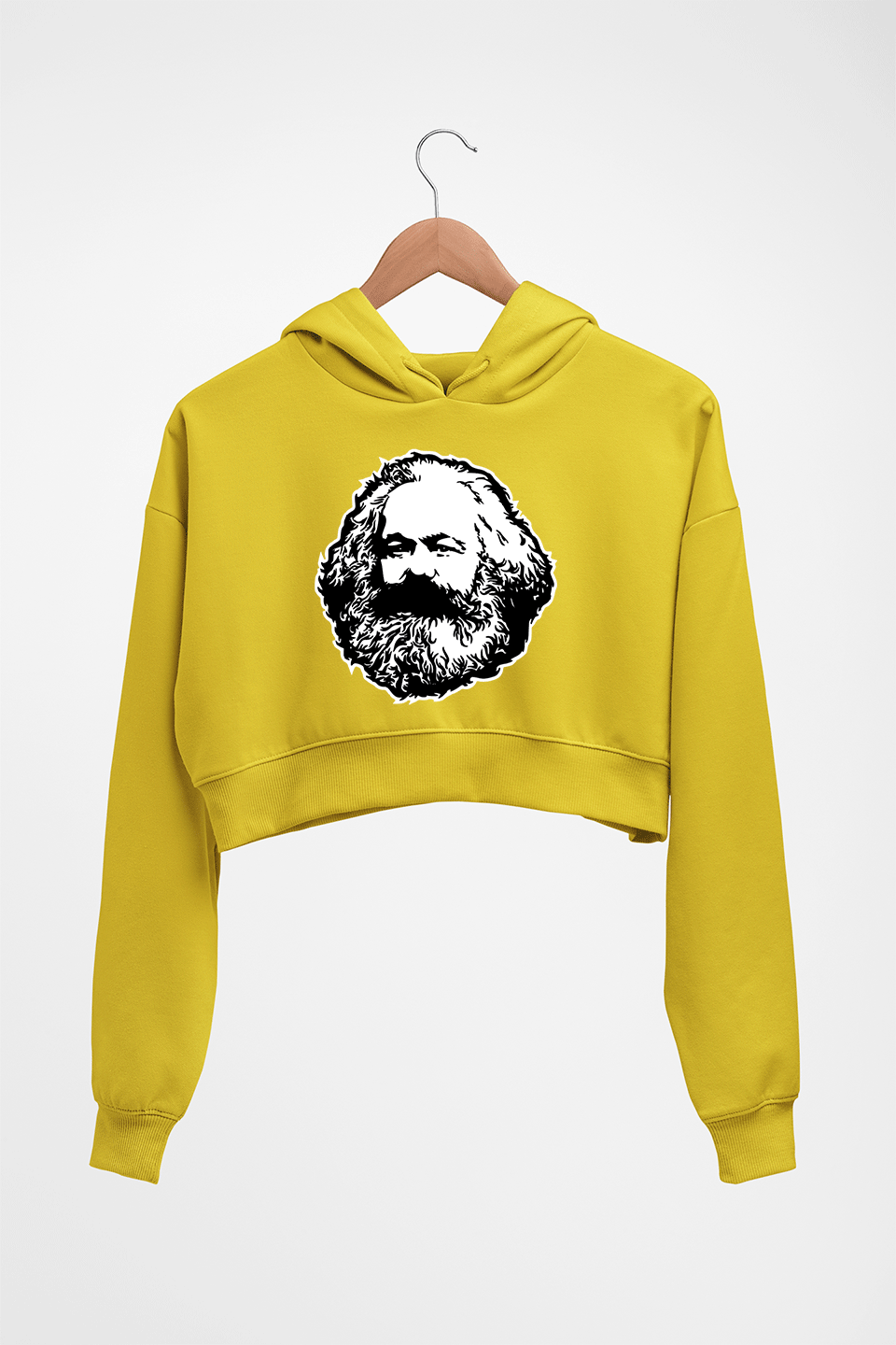 Karl Marx Crop HOODIE FOR WOMEN-Mustard Yellow-Ektarfa.online