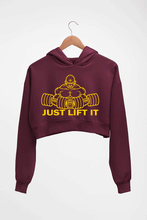 Load image into Gallery viewer, Gym Lift Crop HOODIE FOR WOMEN-Maroon-Ektarfa.online
