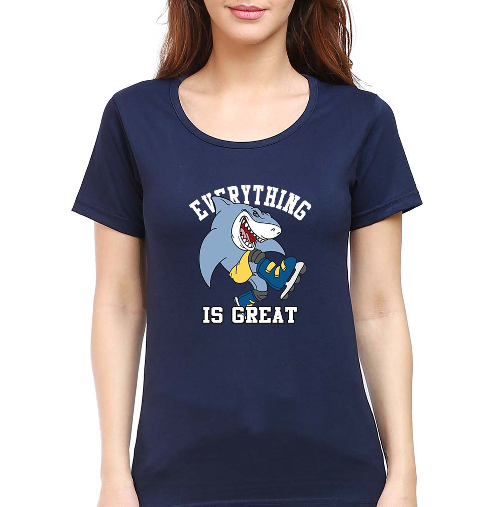 Shark T-Shirt for Women-Navy Blue-Ektarfa.online