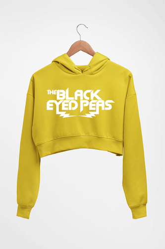 Black Eyed Peas Crop HOODIE FOR WOMEN-Mustard Yellow-Ektarfa.online