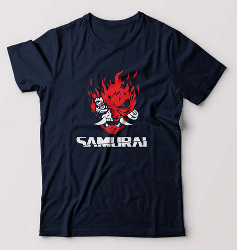 Cyberpunk Samurai T-Shirt for Men-Navy Blue-Ektarfa.online