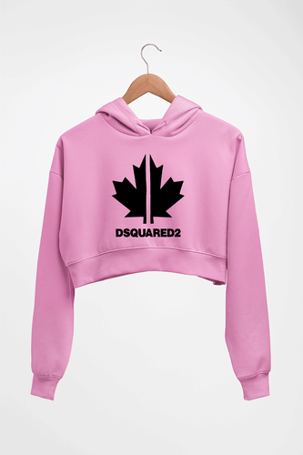 DSQUARED2 Crop HOODIE FOR WOMEN-Light Baby Pink-Ektarfa.online