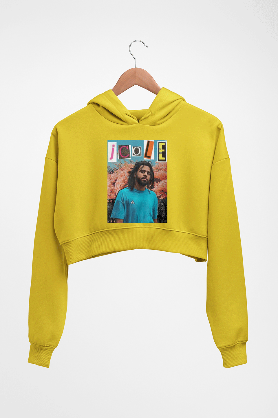 J. Cole Crop HOODIE FOR WOMEN-Mustard Yellow-Ektarfa.online