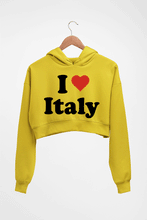 Load image into Gallery viewer, I Love Italy Crop HOODIE FOR WOMEN-Mustard Yellow-Ektarfa.online

