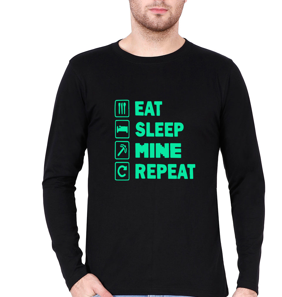 Minecraft Full Sleeves T-Shirt for Men-Black-Ektarfa.online