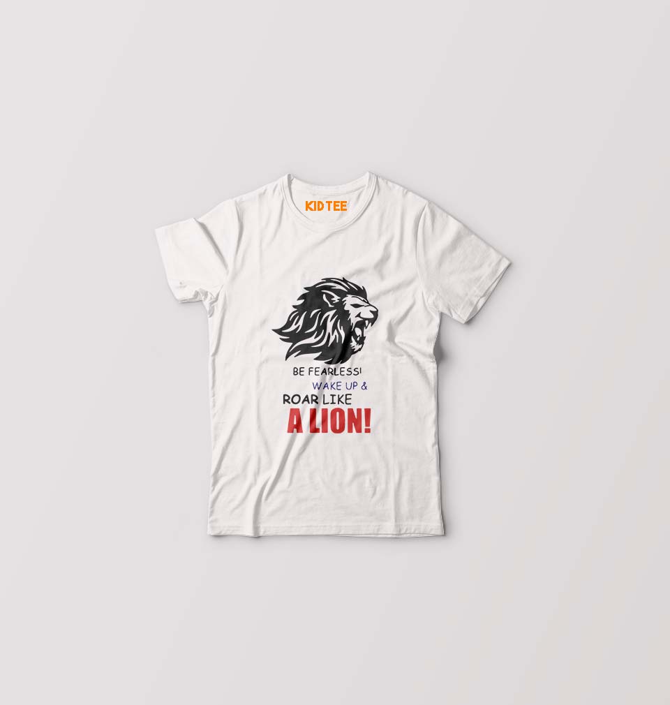 Lion Kids T-Shirt for Boy/Girl-White-Ektarfa.online