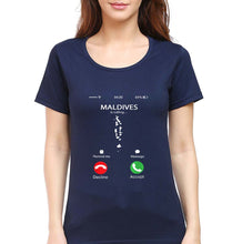 Load image into Gallery viewer, Maldives Calling T-Shirt for Women-Navy Blue-Ektarfa.online
