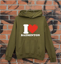 Load image into Gallery viewer, I Love Badminton Unisex Hoodie for Men/Women-Olive Green-Ektarfa.online
