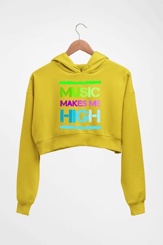 Music Crop HOODIE FOR WOMEN-Mustard Yellow-Ektarfa.online