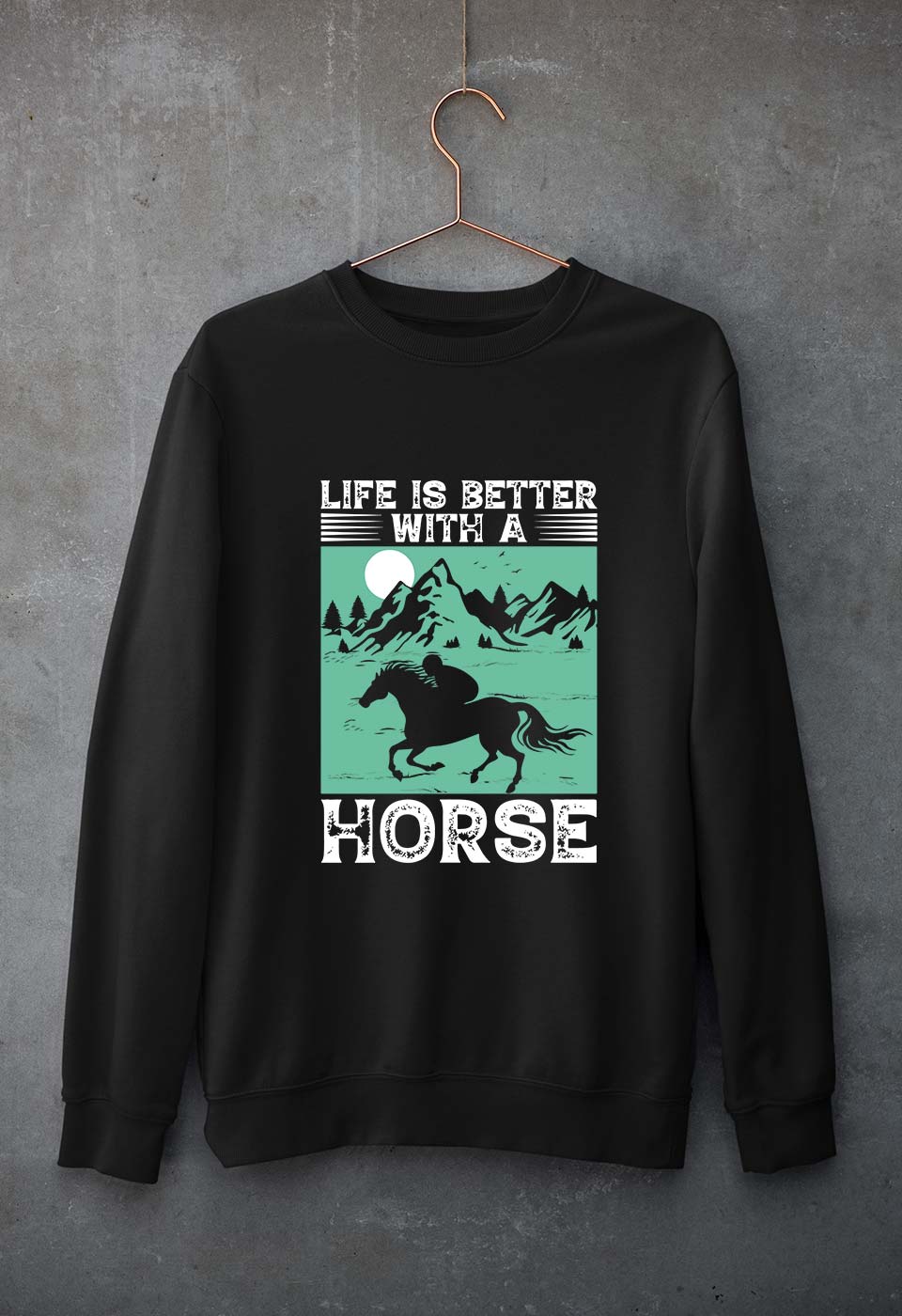 Horse Riding Unisex Sweatshirt for Men/Women-Black-Ektarfa.online