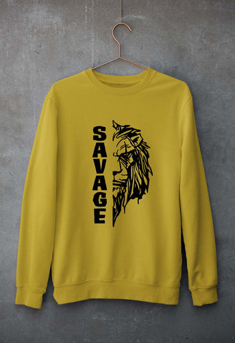 Savage Lion Unisex Sweatshirt for Men/Women-Mustard yellow-Ektarfa.online