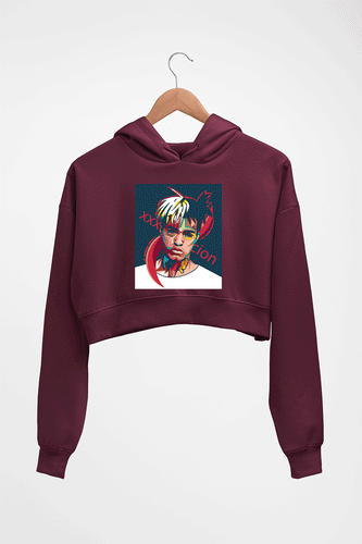 XXXtentacion Crop HOODIE FOR WOMEN-Maroon-Ektarfa.online