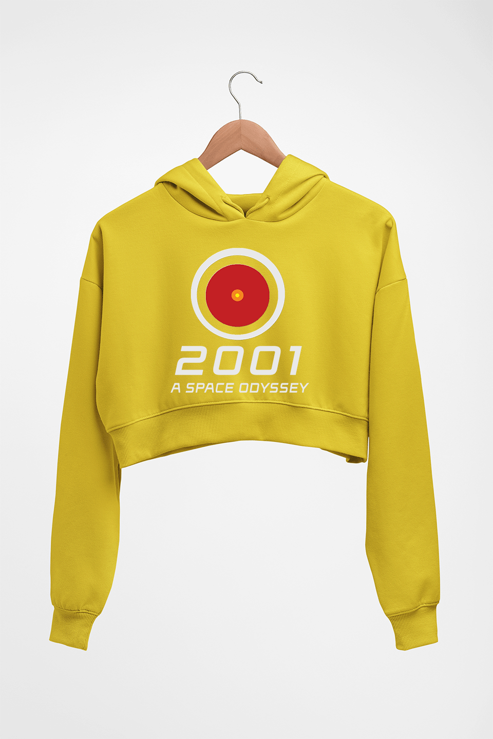 2001 A Space Odyssey Crop HOODIE FOR WOMEN-Mustard Yellow-Ektarfa.online