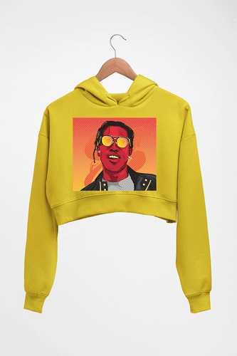 Asap Rocky Crop HOODIE FOR WOMEN-Mustard Yellow-Ektarfa.online