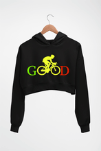 Load image into Gallery viewer, Cycling Good Crop HOODIE FOR WOMEN-Black-Ektarfa.online
