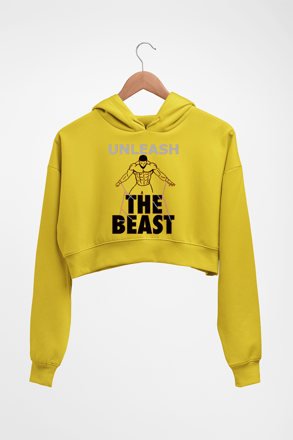 Gym Beast Crop HOODIE FOR WOMEN-Mustard Yellow-Ektarfa.online