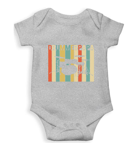 Drummer Papa Kids Romper For Baby Boy/Girl-0-5 Months(18 Inches)-Grey-Ektarfa.online