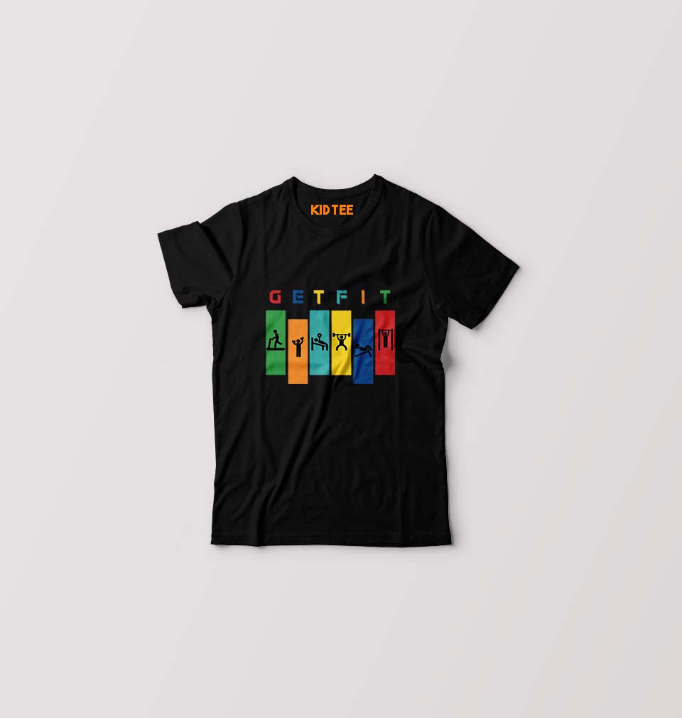 Gym Kids T-Shirt for Boy/Girl-Black-Ektarfa.online