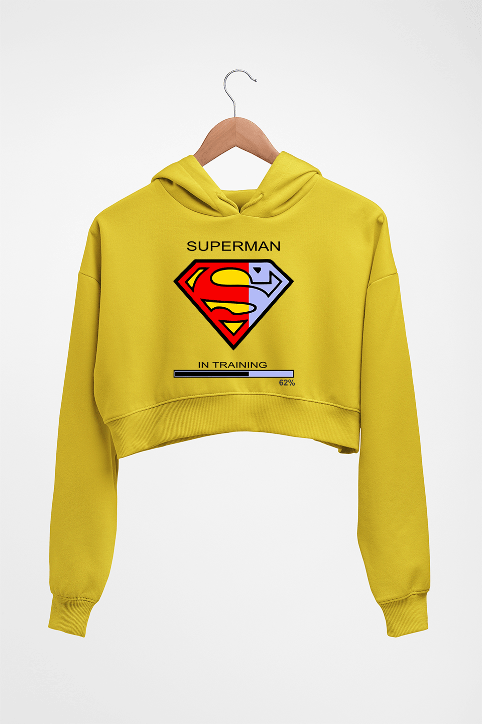 Superman Gym Crop HOODIE FOR WOMEN-Mustard Yellow-Ektarfa.online