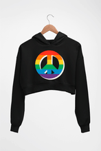 Load image into Gallery viewer, Peace Pride Crop HOODIE FOR WOMEN-Black-Ektarfa.online

