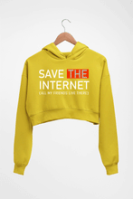 Load image into Gallery viewer, Internet Funny Crop HOODIE FOR WOMEN-Mustard Yellow-Ektarfa.online
