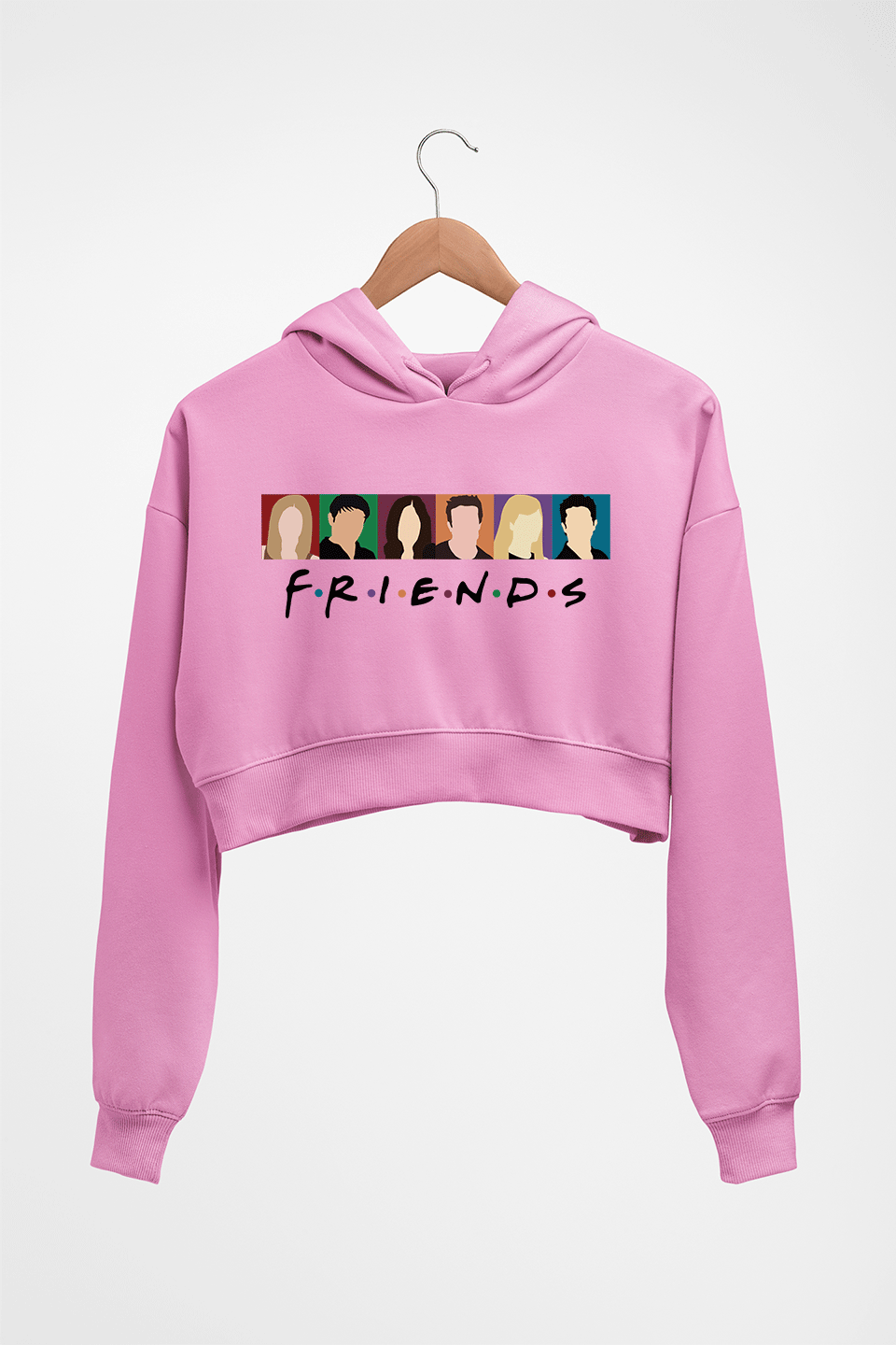 Friends Crop HOODIE FOR WOMEN-Light Baby Pink-Ektarfa.online