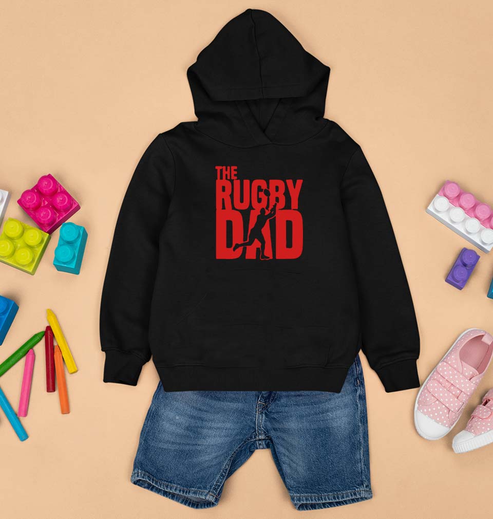 Rugby Dad Kids Hoodie for Boy/Girl-Black-Ektarfa.online
