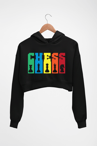 Chess Crop HOODIE FOR WOMEN-Black-Ektarfa.online