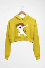 Load image into Gallery viewer, Dab Dog Crop HOODIE FOR WOMEN-Mustard Yellow-Ektarfa.online

