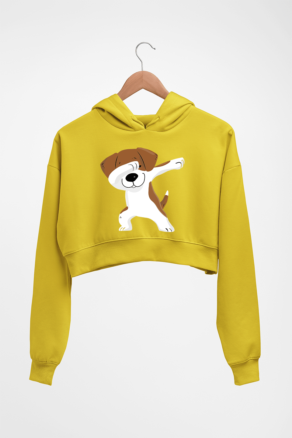 Dab Dog Crop HOODIE FOR WOMEN-Mustard Yellow-Ektarfa.online