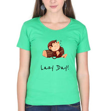 Load image into Gallery viewer, Monkey Lazy Day T-Shirt for Women-Flag Green-Ektarfa.online
