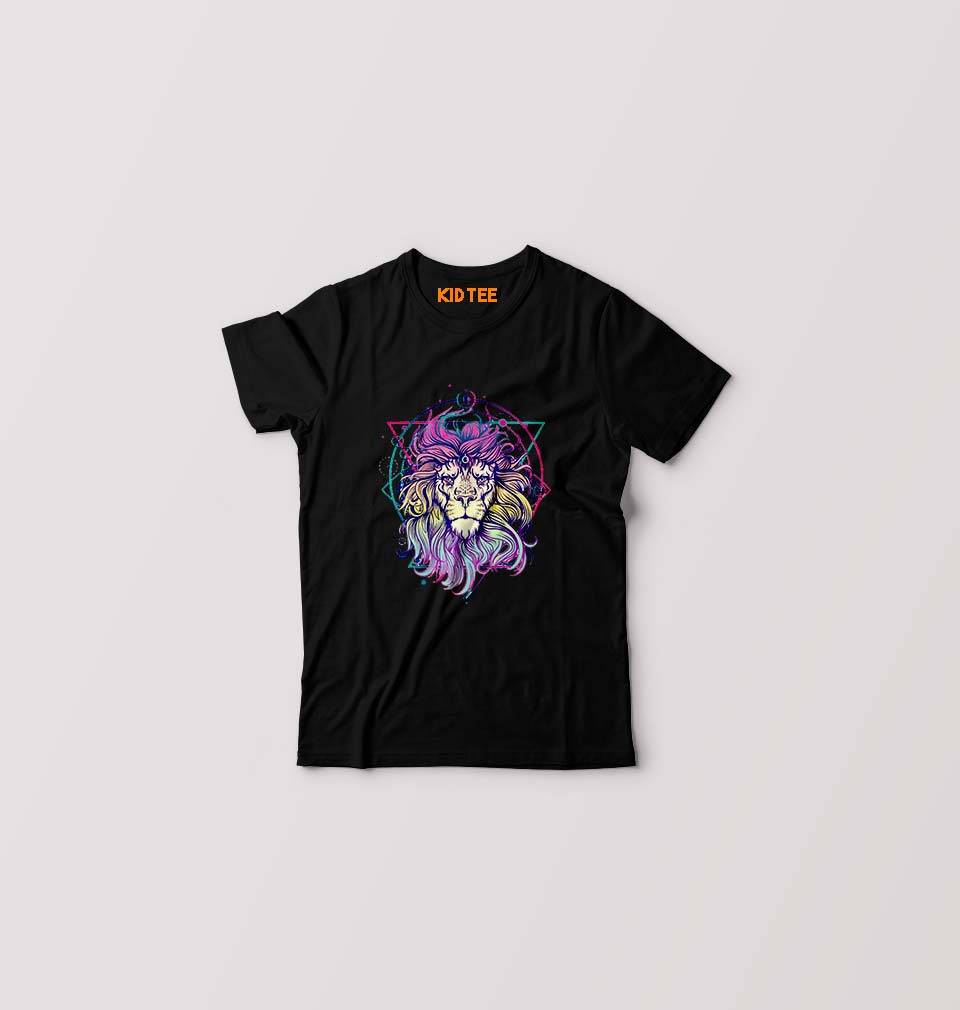 Psychedelic Lion T-Shirt for Boy/Girl-Black-Ektarfa.online